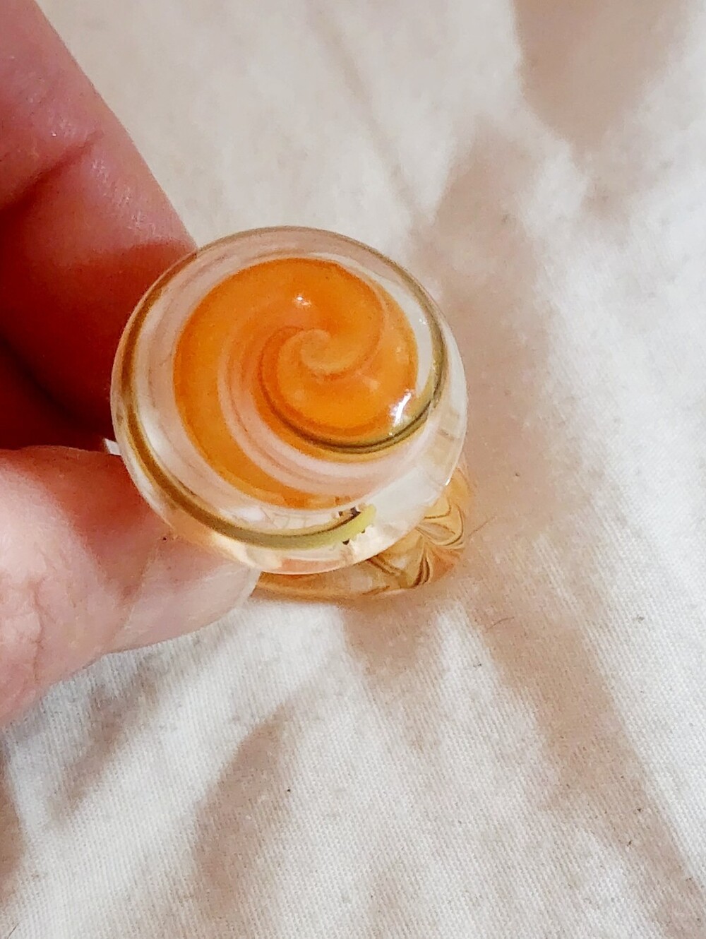 Orange Swirl Glass Ring - Unbranded